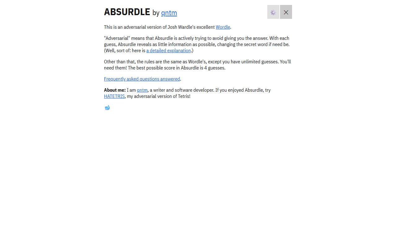 Absurdle screenshot: How to play