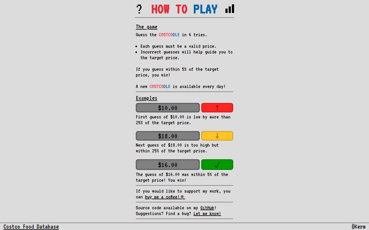 Costcodle screenshot: How to play