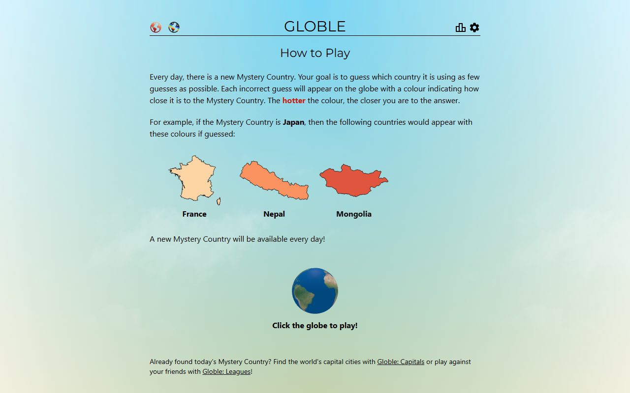 Globle screenshot: How to play