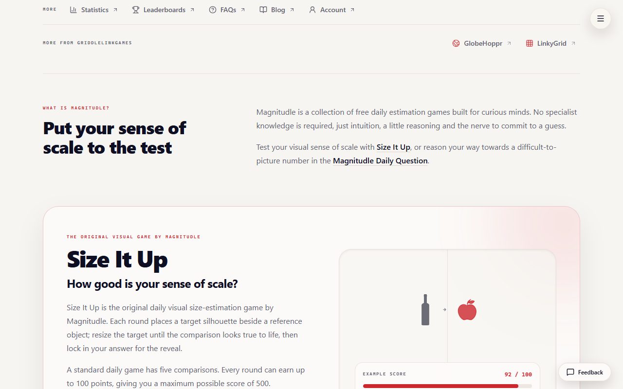 Magnitudle screenshot: Size It Up rules