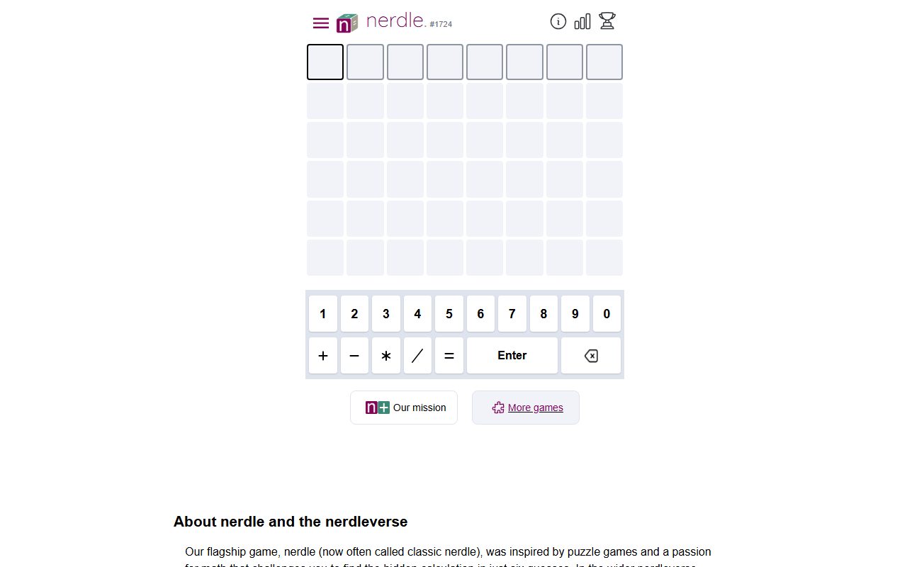 Nerdle screenshot: Today’s equation
