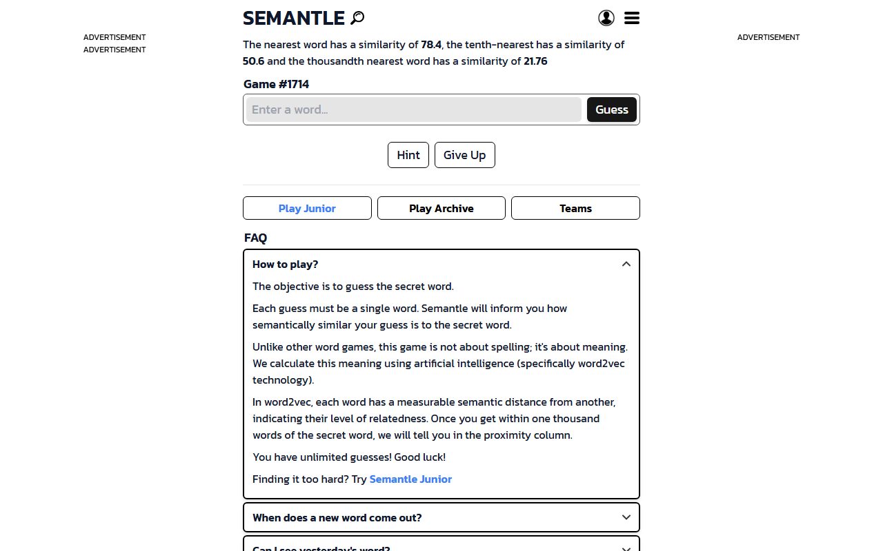 Semantle screenshot: How to play