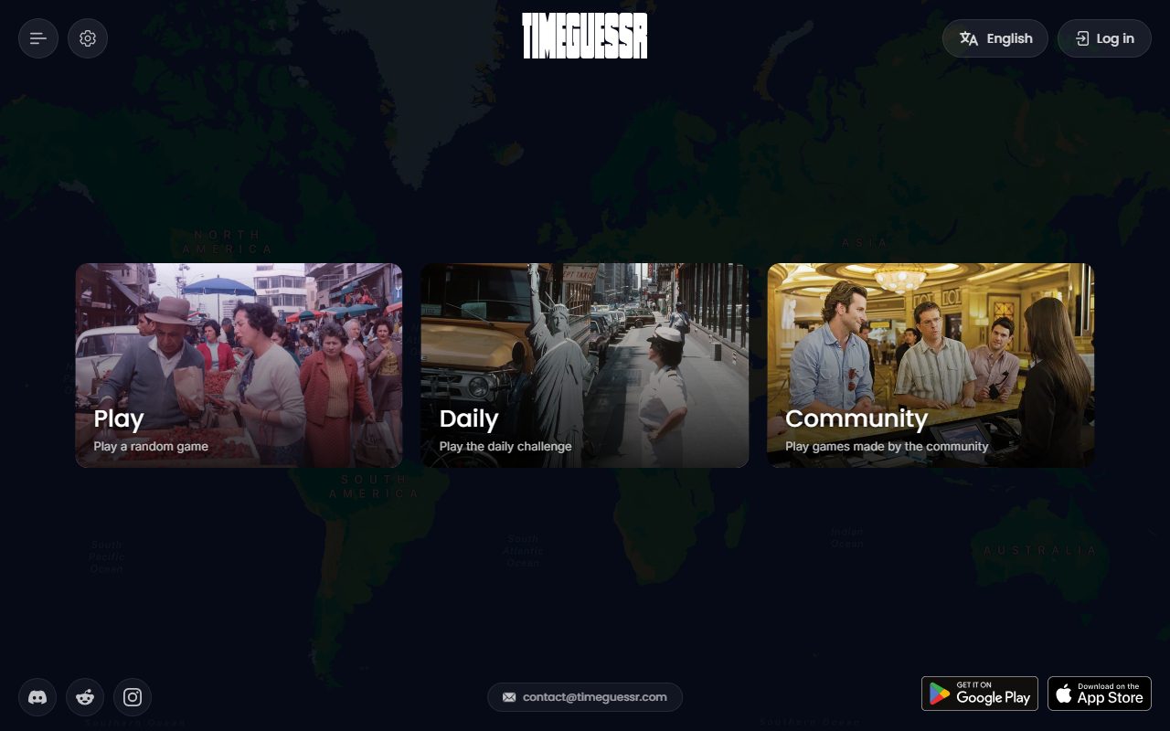 TimeGuessr screenshot: Game modes